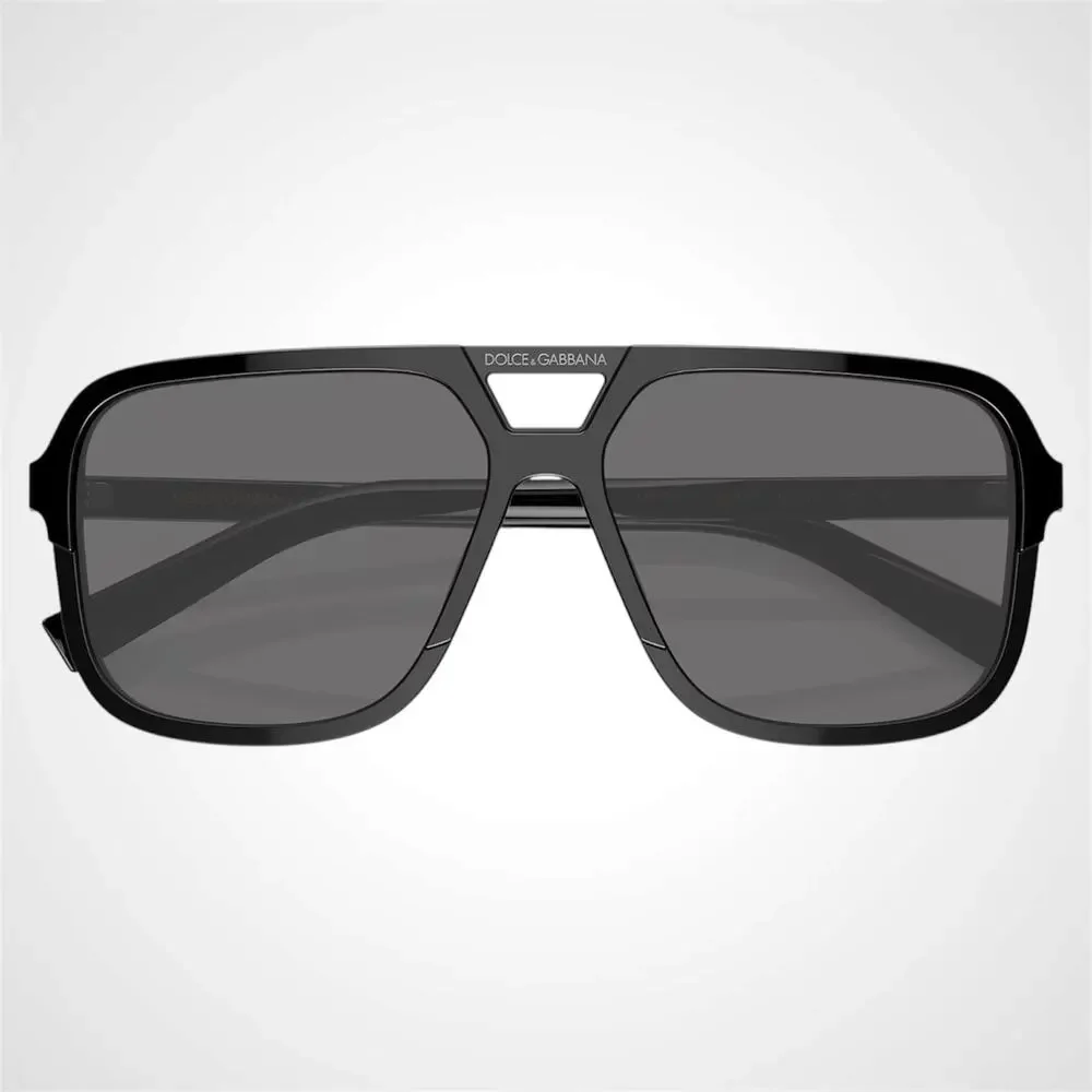 New Dolce & Gabbana Sunglasses Polarized Black Aviator Pilot Silver Metal